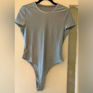 SHEIN Elegant Blue Sea Foam Color Bodysuit